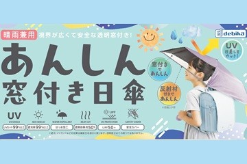 お子様の通学時の暑さ対策に!「あんしん窓付き日傘」