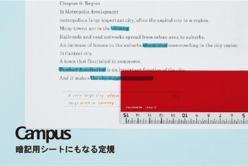 暗記用シートにもなる定規